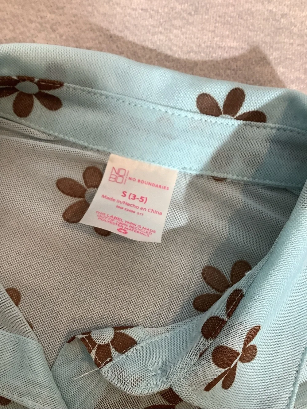 Sheer Light Blue Floral Button-Front Women's Top